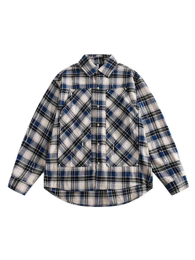 Playful Striped Plaid Long Sleeve Cardigan Blouse