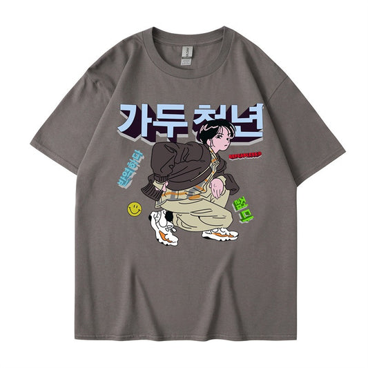 Short Sleeved T-Shirts for Women and Men, Loose Style, Versatile Japanese China-Chic Brand Tops