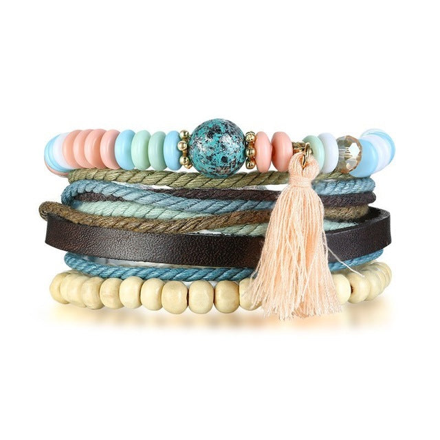 4pcs Adjustable Black Bracelets Set - Harajuku Style Jewelry