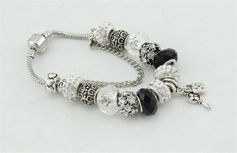 Harajuku Style Black and White Beads Charm Bracelet