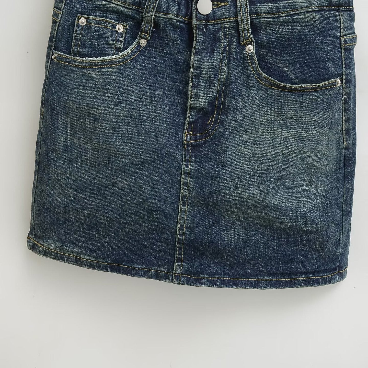 High-Waisted Hip-Hugging Denim Mini Skirt