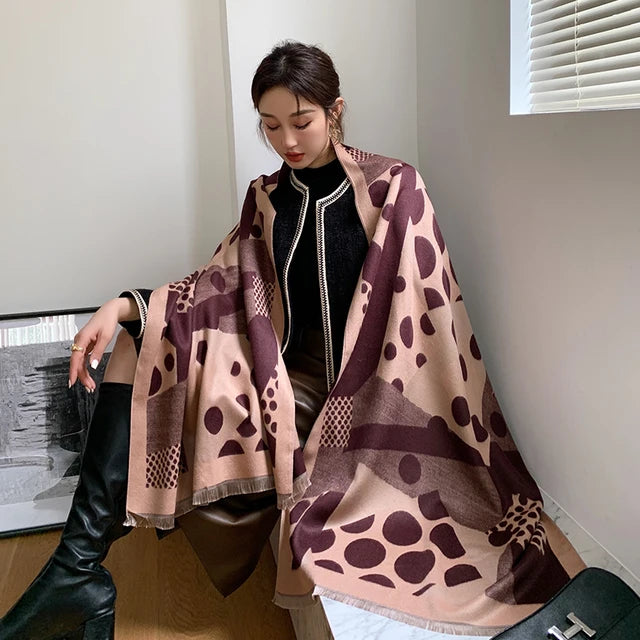 Harajuku Style Luxury Winter Scarf - Soft Cashmere Dot Print
