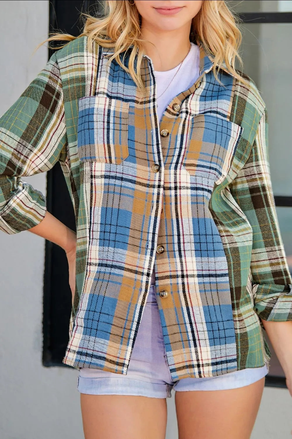 Harajuku Plaid Button Up Long Sleeve Shirt
