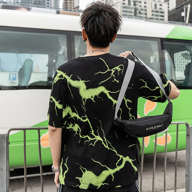 Men's Dark Lightning Hip Hop T-Shirt - Harajuku Streetwear