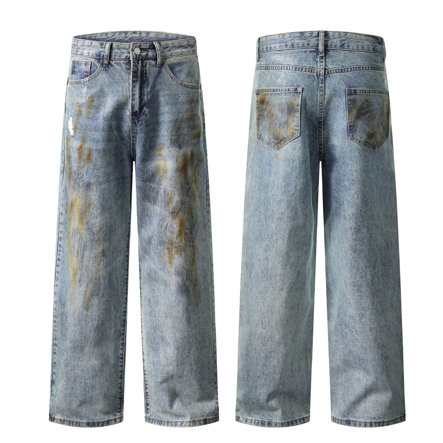 Unisex Washed Distressed Denim Pants