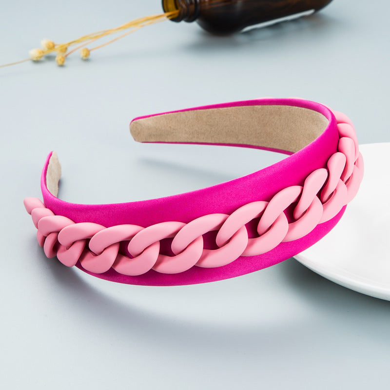 Pastoral Style Wide-Brimmed Color Chain Headband