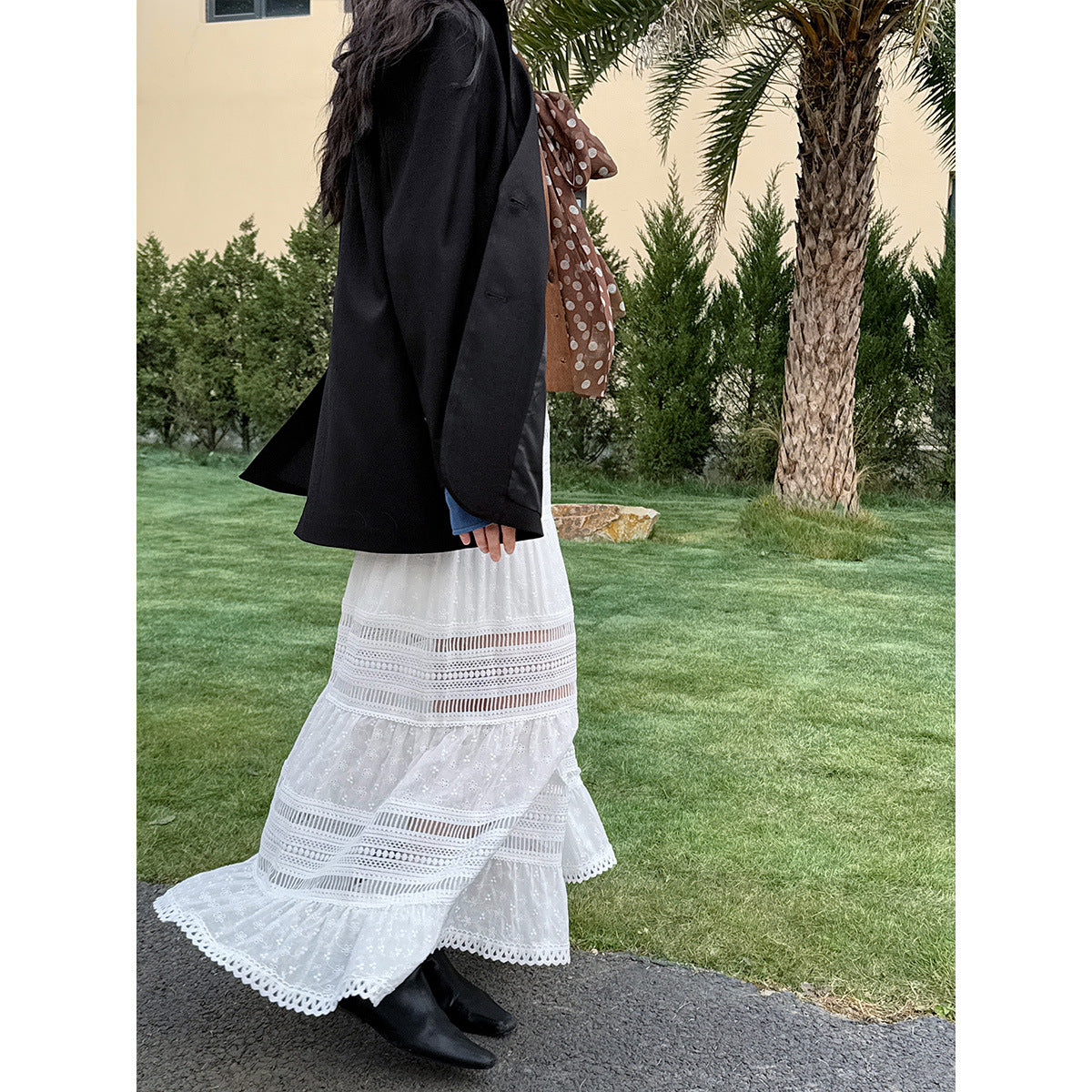 White Lace A-Line Skirt for Women - Harajuku Style