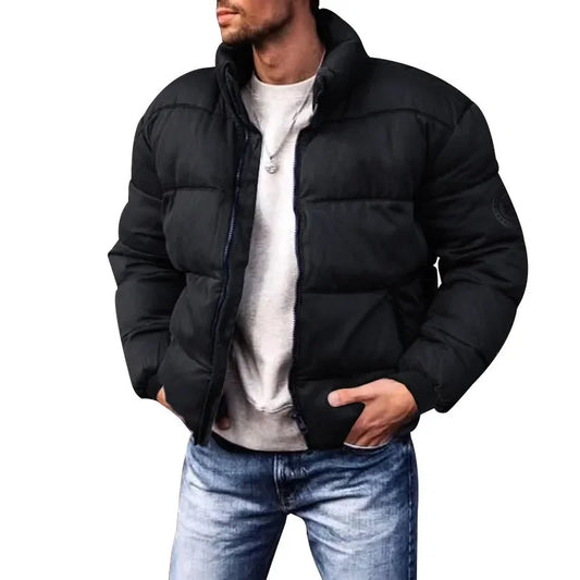 Men's Casual Harajuku Winter Cotton Jacket with Stand-Up Collar