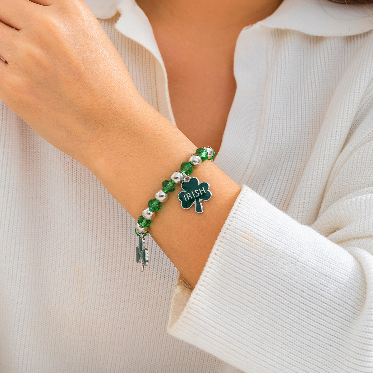 Green Clover Bracelet - St. Patrick's Day Jewelry