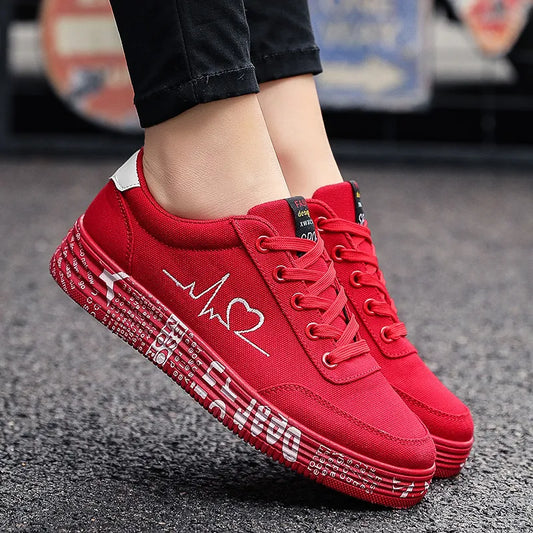 Harajuku Style Round Toe Lace Up Platform Sneakers