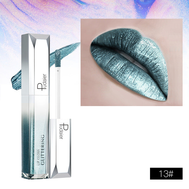 Metallic Glitter Shine Full Color Lipstick - 18 Shades
