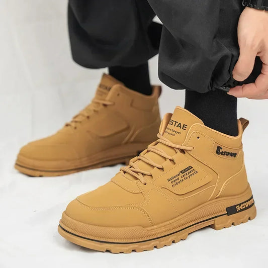 Versatile High Top Leather Men's Boots - Harajuku Style