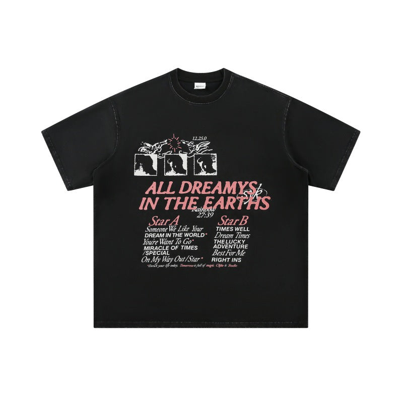 Harajuku Style Vintage Printed Loose Fit Tee