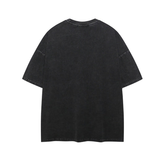 Faded Print Letter Washed Vintage T-Shirt - Harajuku Style