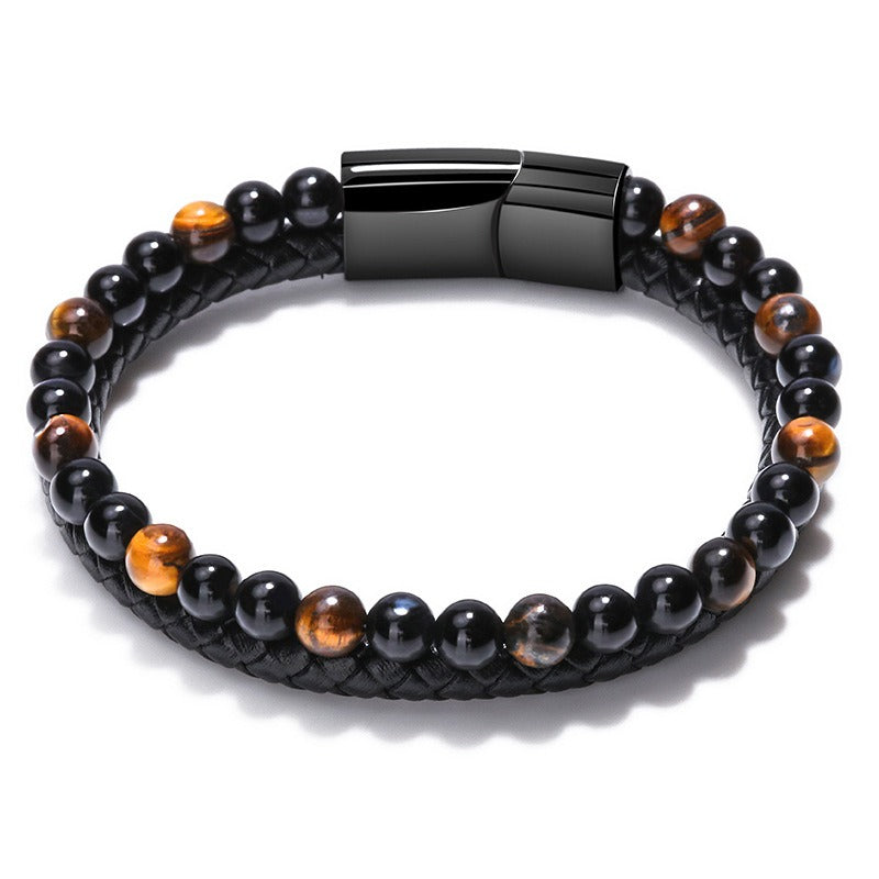 Volcanic Tiger Eye Beaded Bracelet - Harajuku Style