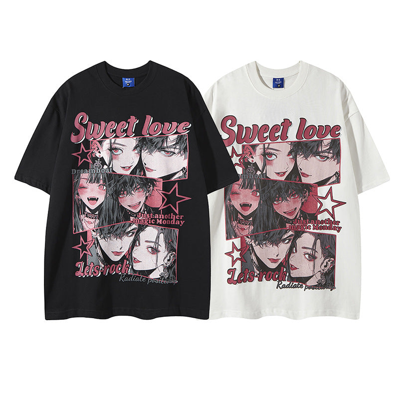 Retro Comic Print T-Shirt for Men - Harajuku Style