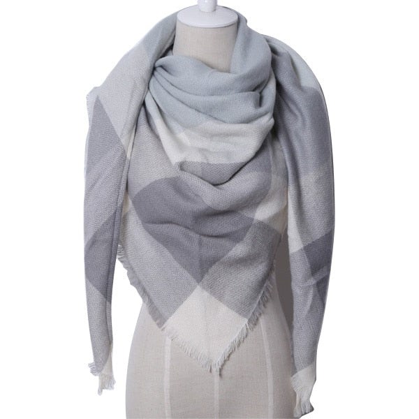 Harajuku Style Winter Triangle Scarf - Cashmere Plaid Shawl