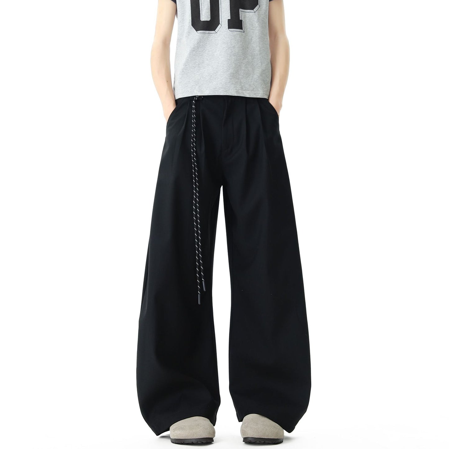 Harajuku Style Solid Color Curved Knife Trousers