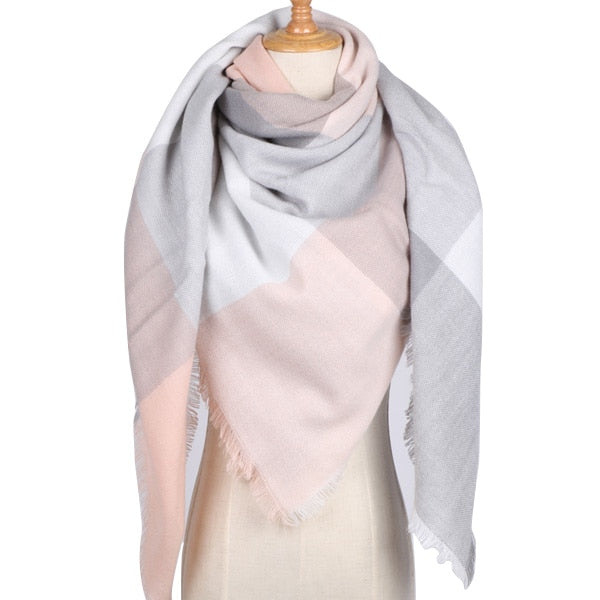 Harajuku Style Winter Triangle Scarf - Cashmere Plaid Shawl