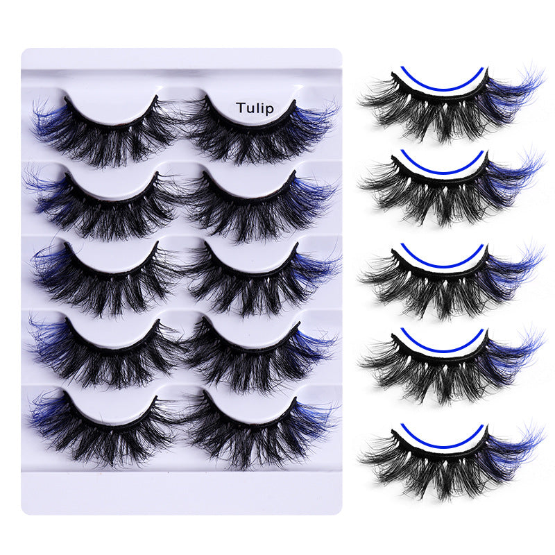 5 Pairs of Playful Colorful False Eyelashes - Multi Layered Mink-like