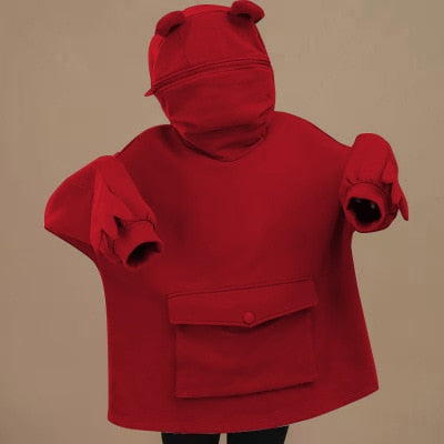 Harajuku Frog Hooded Pullover - Casual Winter Sweatshirt