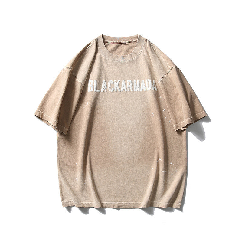 Harajuku Style Vintage Letter Print Loose Fitting T-Shirt