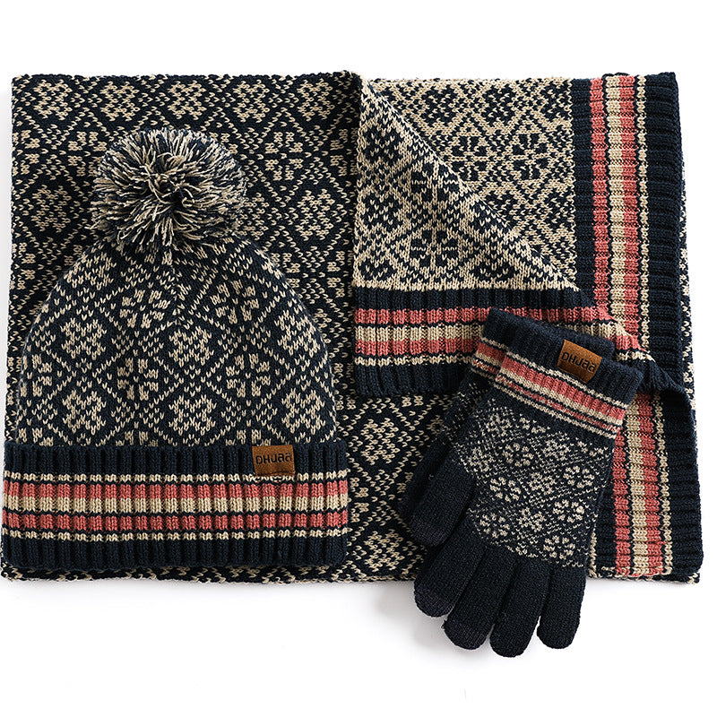 Harajuku Knitted Winter Scarf, Hat & Gloves Set