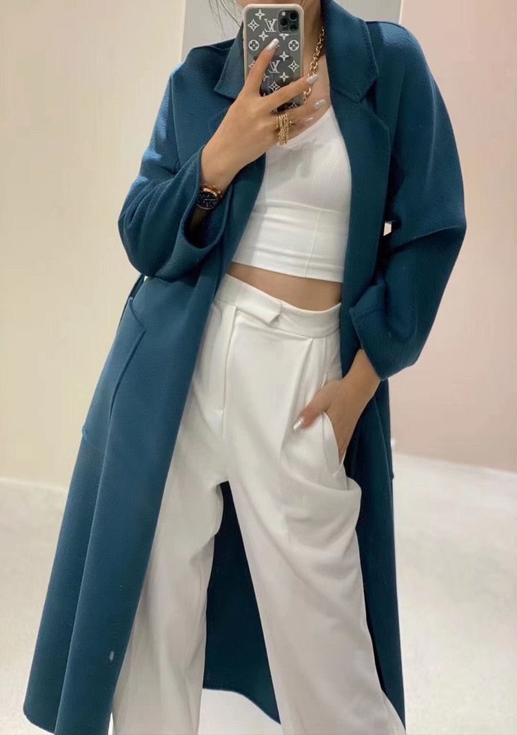 Harajuku Style Double-Sided Wool Coat for Women