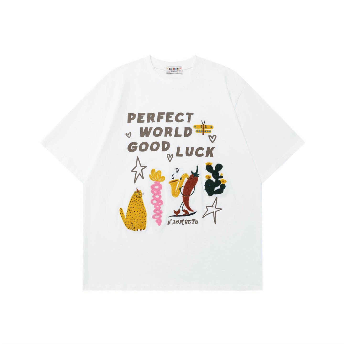 Fun Creative Cartoon Embroidery Short Sleeve T-Shirt