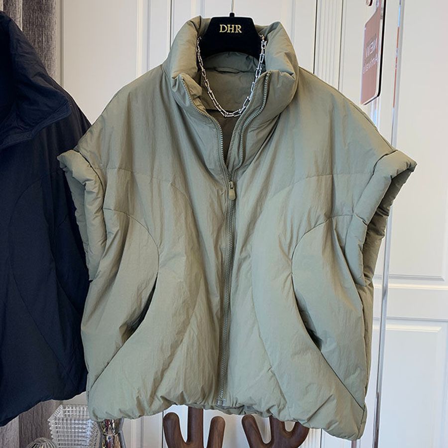 Harajuku Style Stand Collar Loose Down Jacket Vest