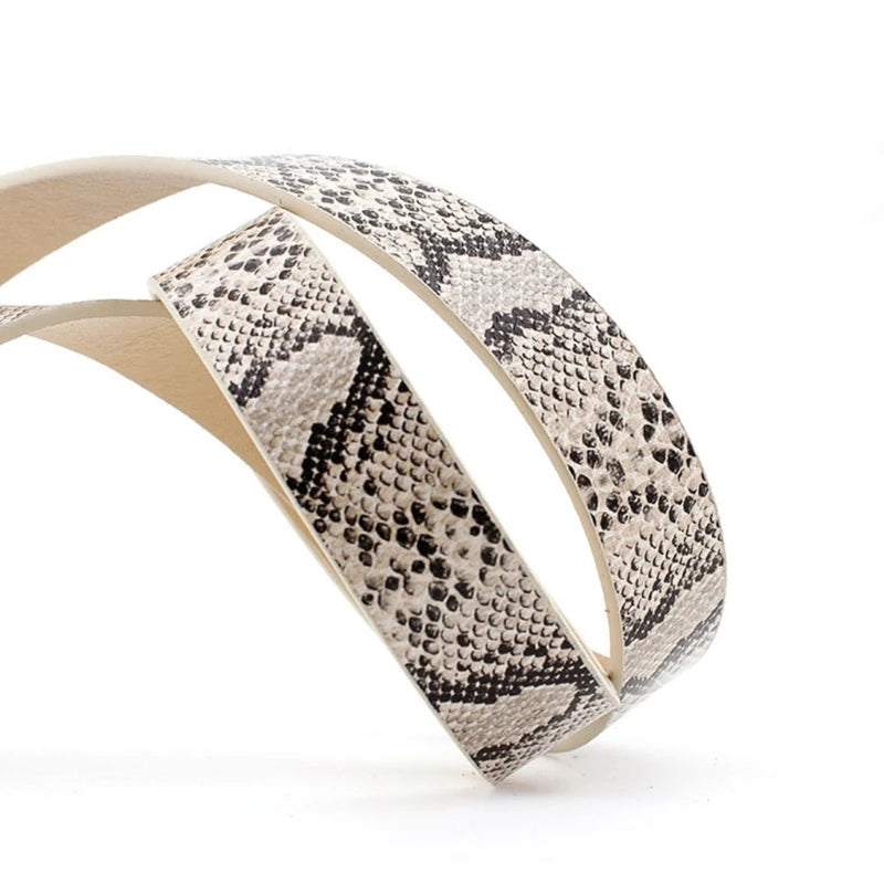 Vintage Leather Snake Pattern Waist Belt for Women