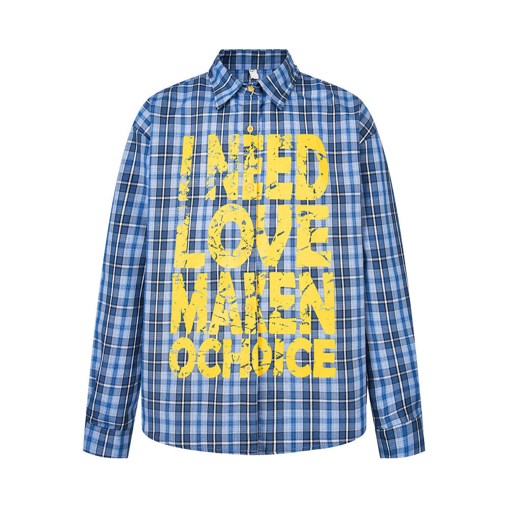 Harajuku Style Loose Plaid Shirt for Men
