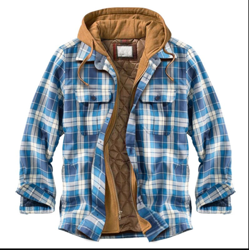 Men's Harajuku Plaid Jacket - Cotton 3D Printed Coat