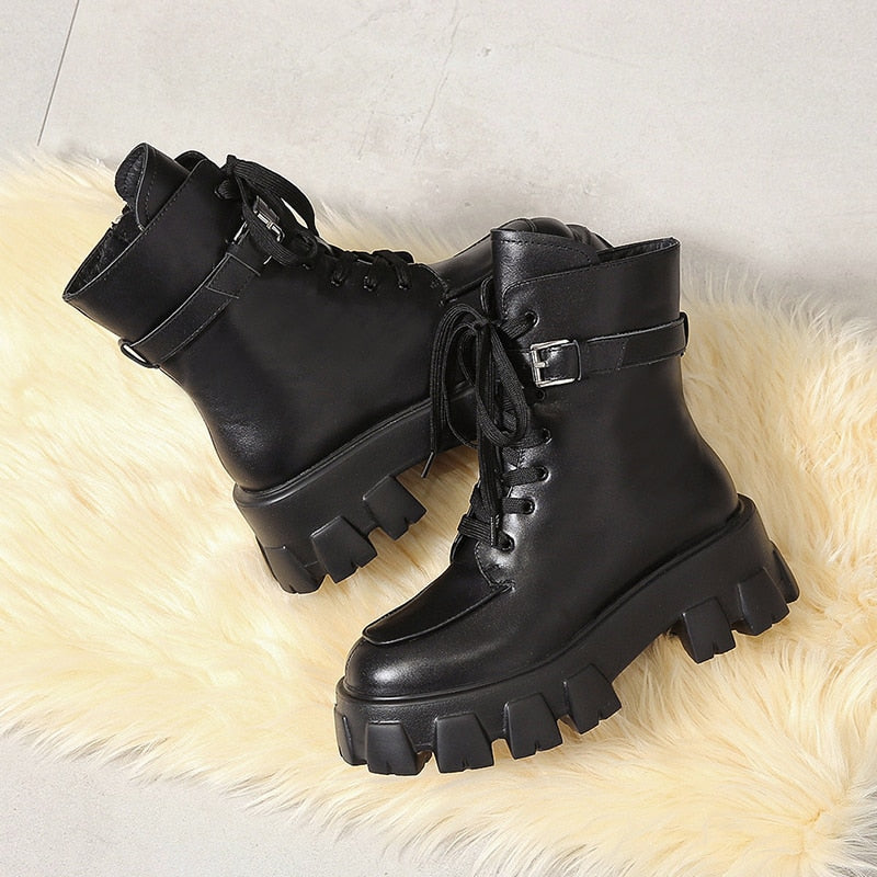 Harajuku Style Pocket Motorcycle Boots for Women