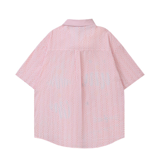 Retro Cute Cat Embroidery Loose Fit Summer Shirt