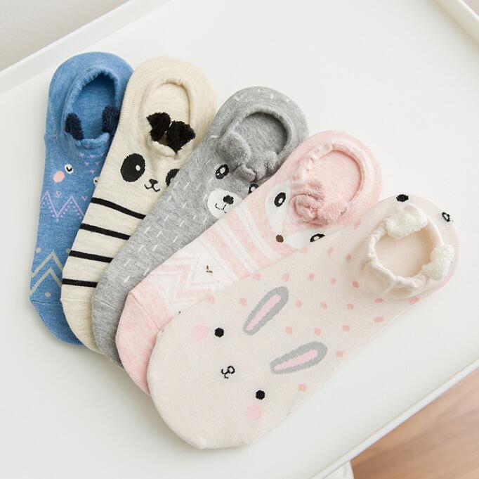 Cute Cat Ankle Socks - Pink Harajuku Style (5 Pairs)
