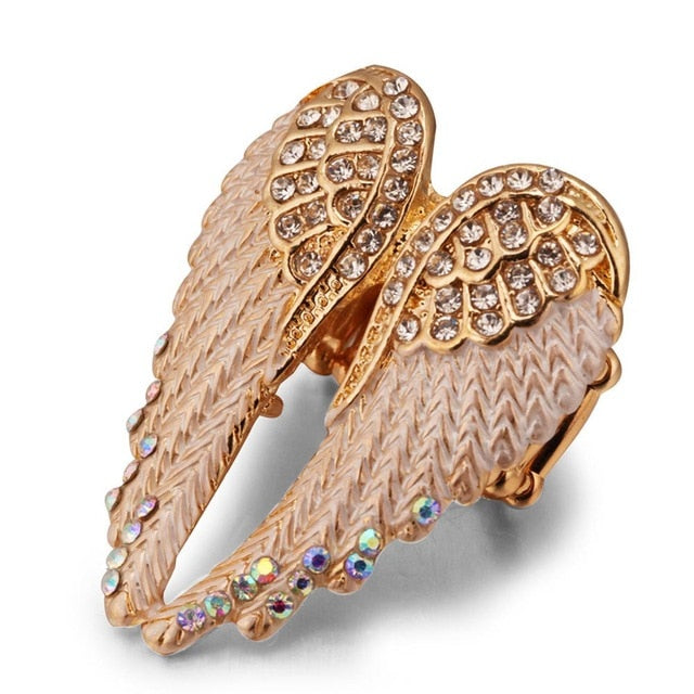 Angel Wings Stretch Ring - Antique Gold Biker Bling for Women