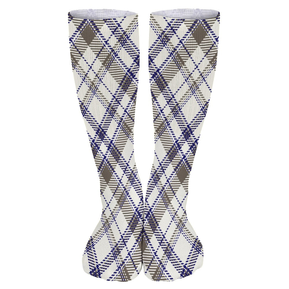 Blue and Gray Plaid Breathable Socks