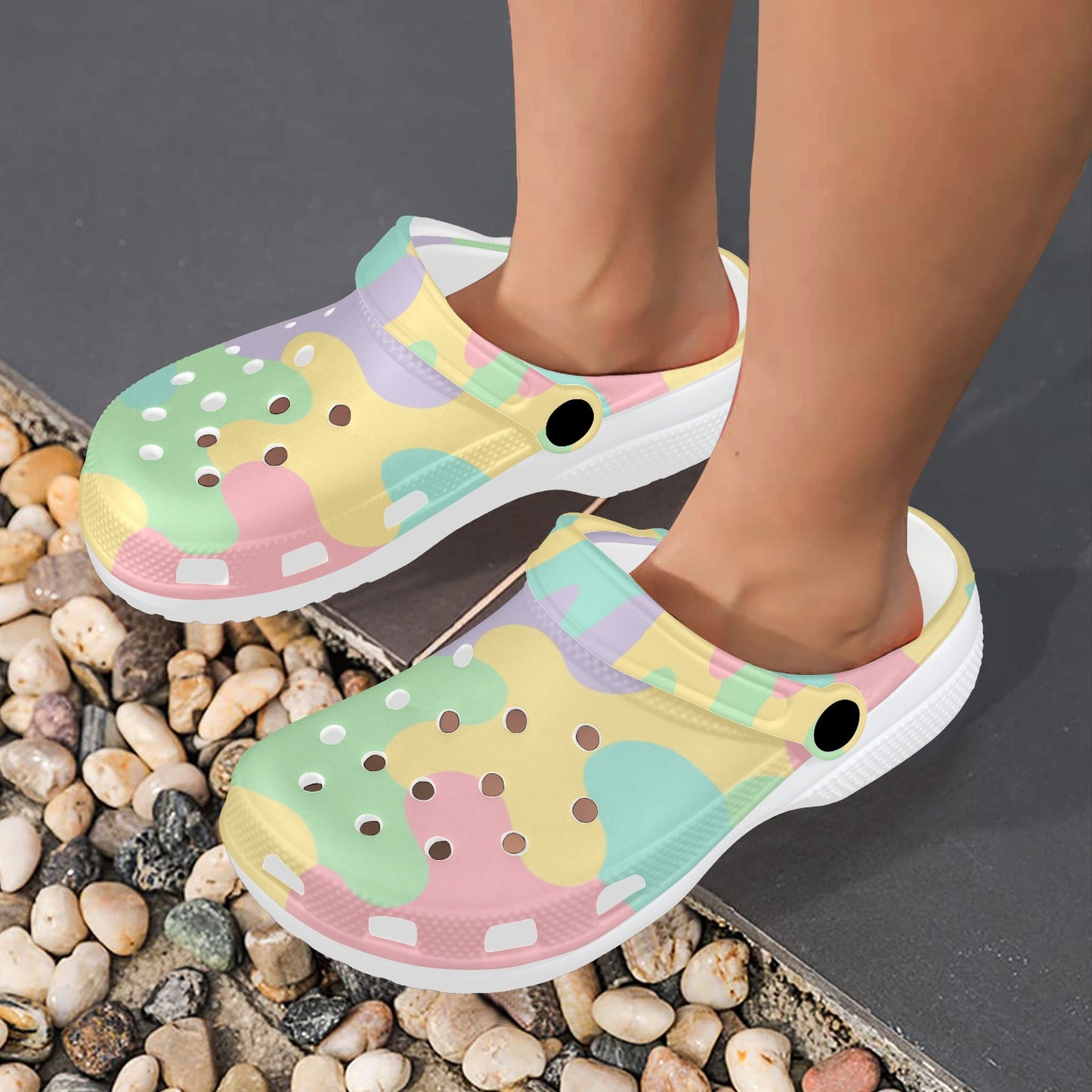 Harajuku Pastel Rainbow Camo Clogs