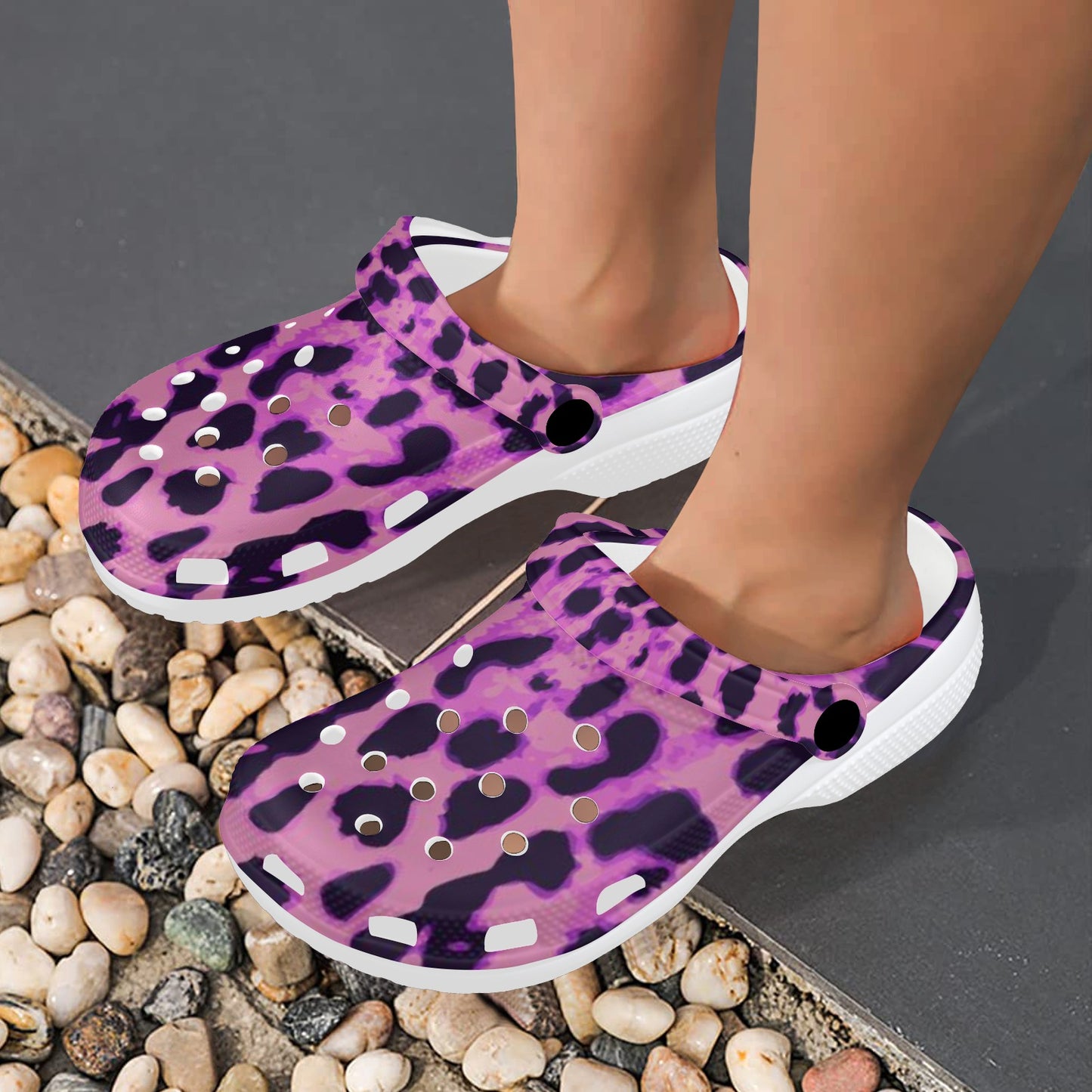 Purple Leopard Print Adults Clogs