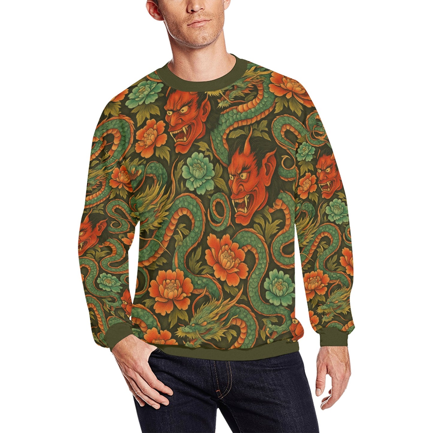 Red Dragon Devil Pattern Men's All Over Print Sweatshirt