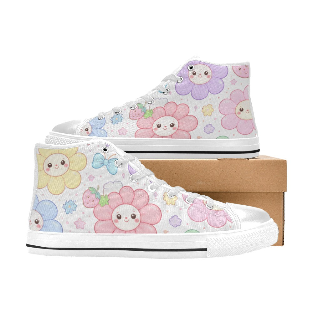 Pastel Harajuku Floral Pattern Aquila High Top Canvas Women's Shoes