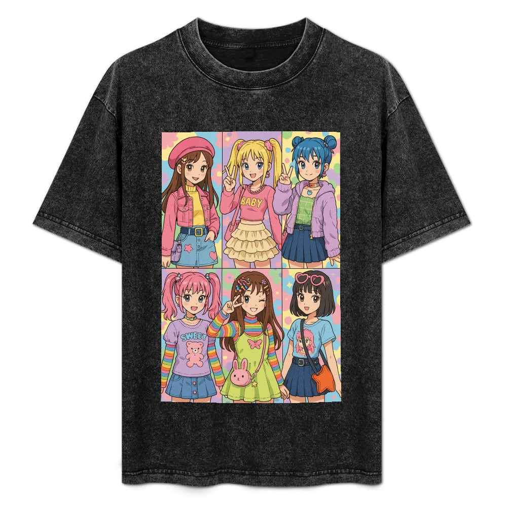 Harajuku Kawaii Fashion Y2K Vintage Off-Shoulder Tee