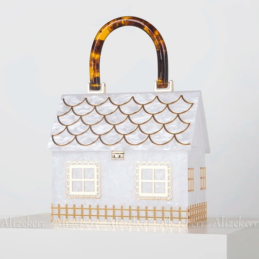 Luxury Harajuku Style Evening Clutch Bag - House Shaped