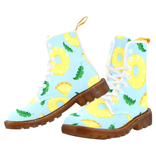 Pineapple Slices Women's Lace Up Canvas Boots
