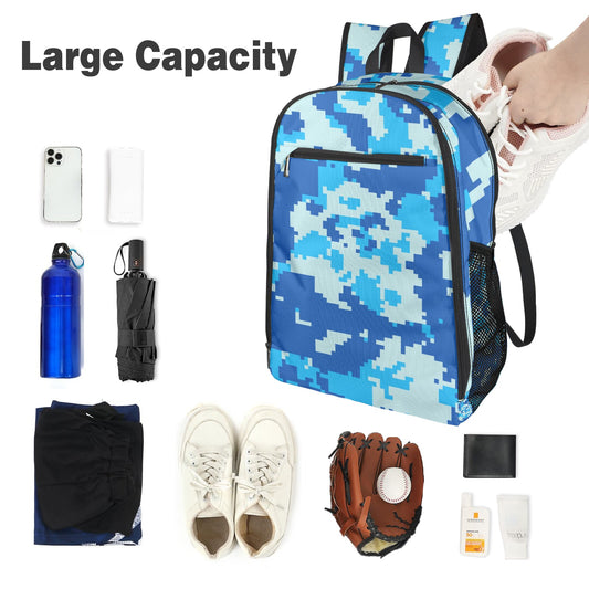 Light Blue Digital Camo All Over Print Leisure Sports Backpack