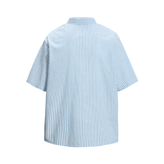 Western Denim Printed Short-Sleeved Shirt — Harajuku Street Style Japan