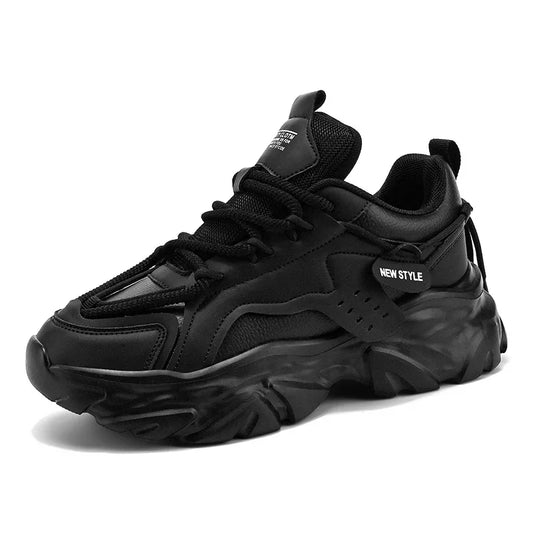 Harajuku Style Men's White Sneakers - Lightweight Casual Lace-up Shoes