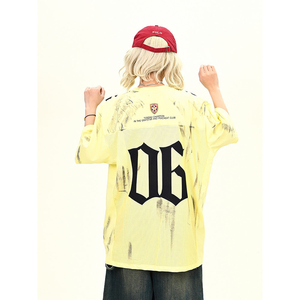 Antique Hollow Out Jersey Half-Sleeved T-Shirt