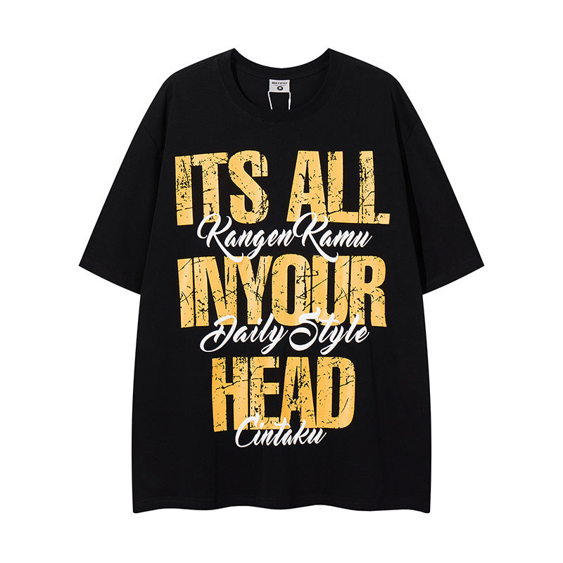 Retro Distressed Letter Print Oversized T-Shirt